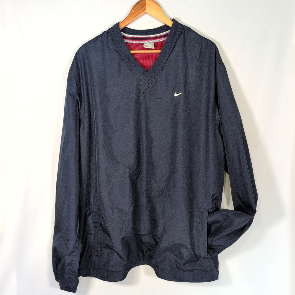 Vintage Nike Golf Jacket Mens XXL Blue Pullover Windbreaker Crew Neck 90s Nylon.